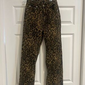 Leopard Print High-Rise Jeans